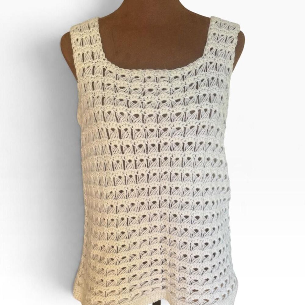 American-vintage Women's White and Cream Vest